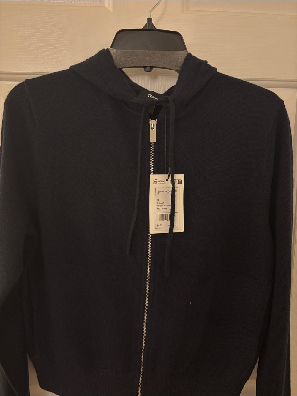 Theory  Navy Zip-Up Cashmere Blend Hoodie